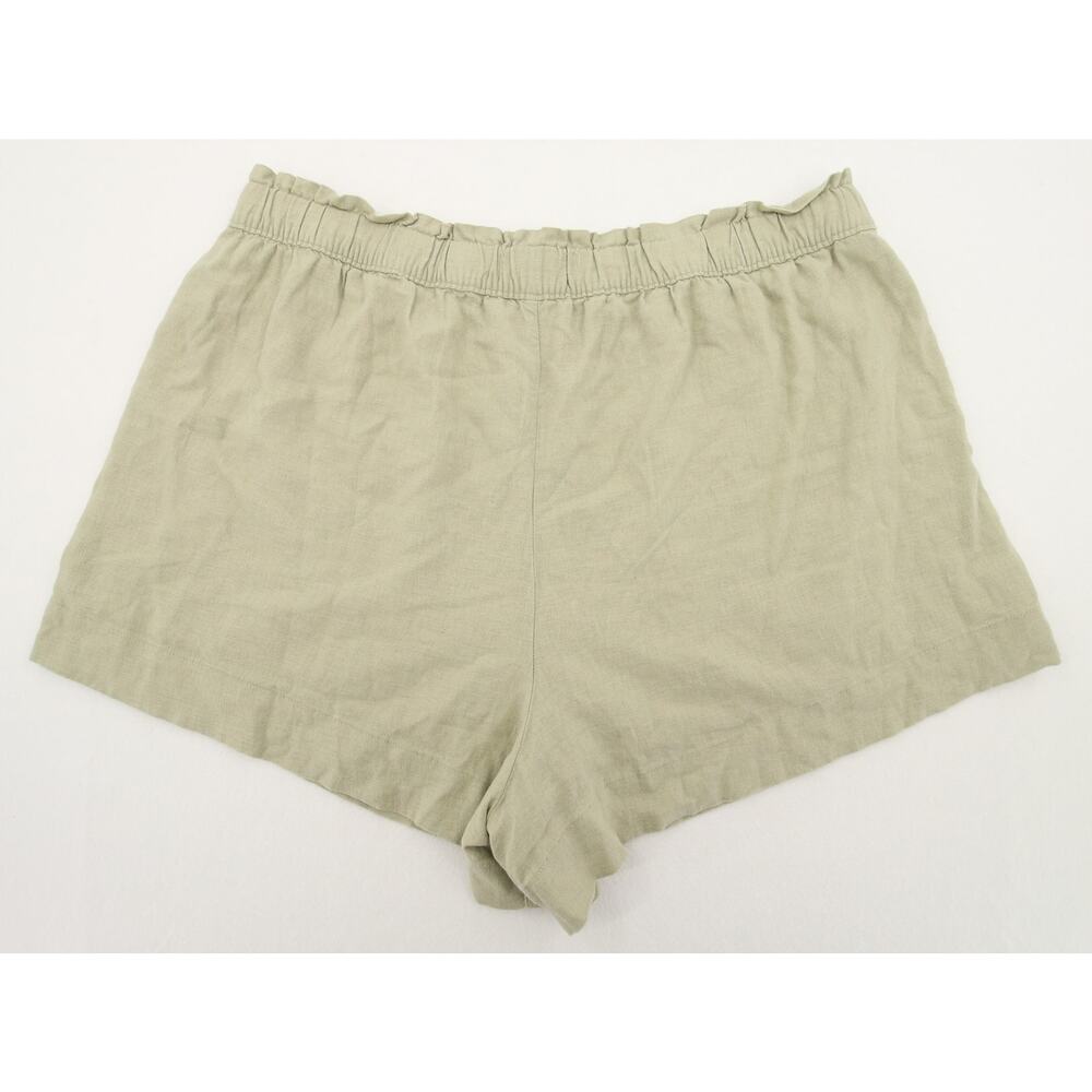 Abercrombie & Fitch Shorts Khaki Green Linen Blend Elastic Waist Pockets Size XL - Picture 9 of 9